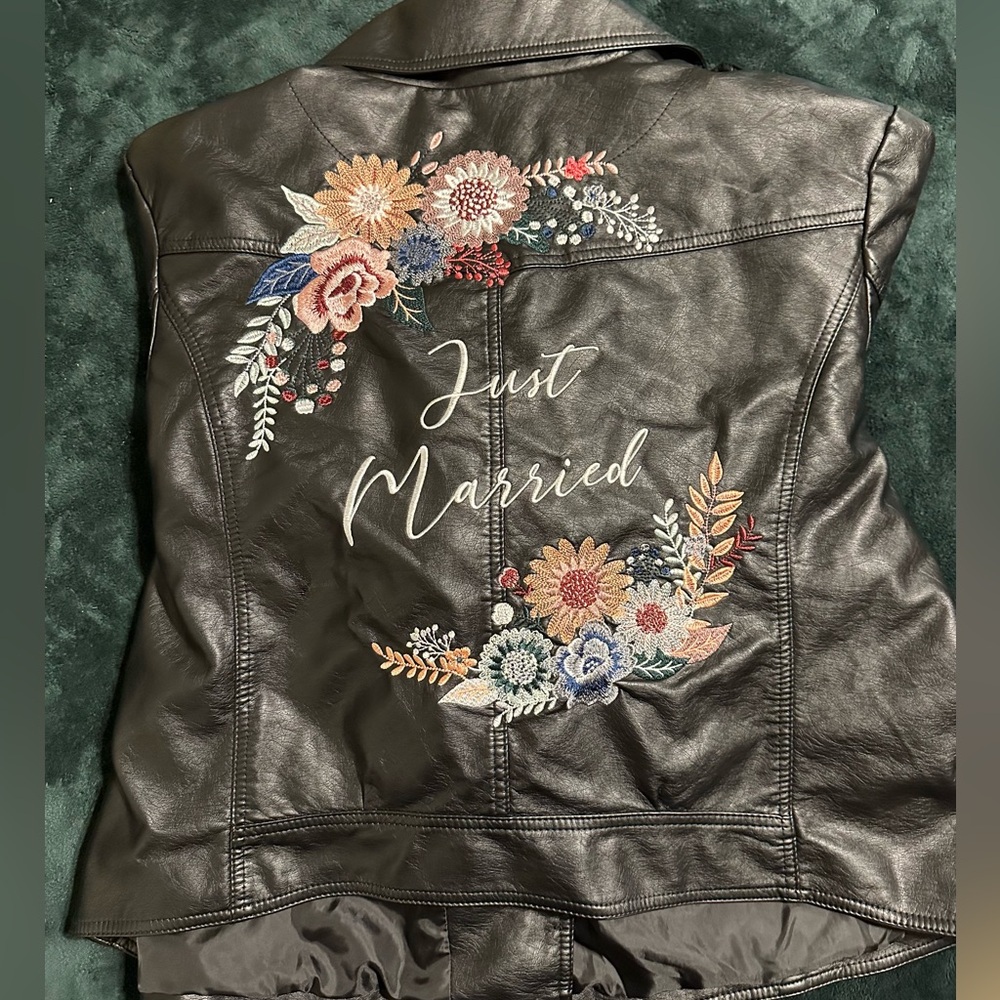 David’s Bridal Leather Jacket with embroidery